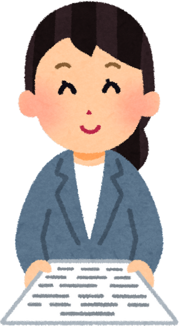 Illustration of a Smiling Woman in a Suit Holding a Document